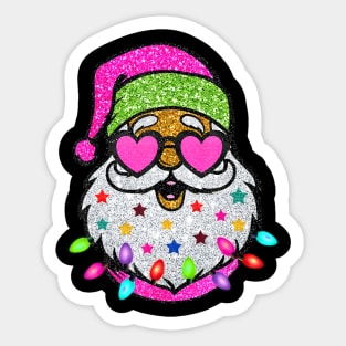 Santa With Sunglasses Christmas Pink Women Girls Kids Sticker